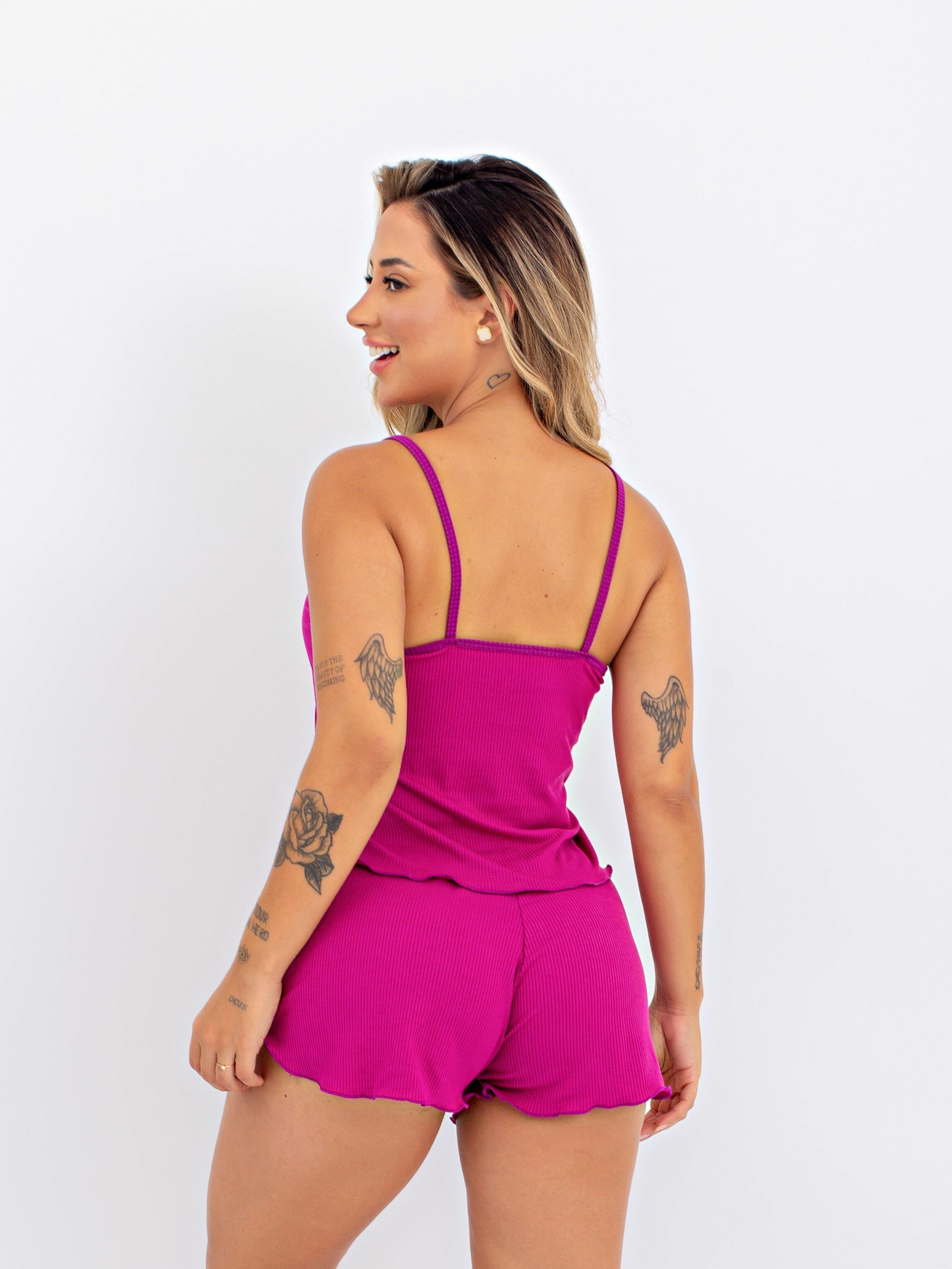 Comprar Baby Doll Canelado C Renda Ponto Certo Lingerie