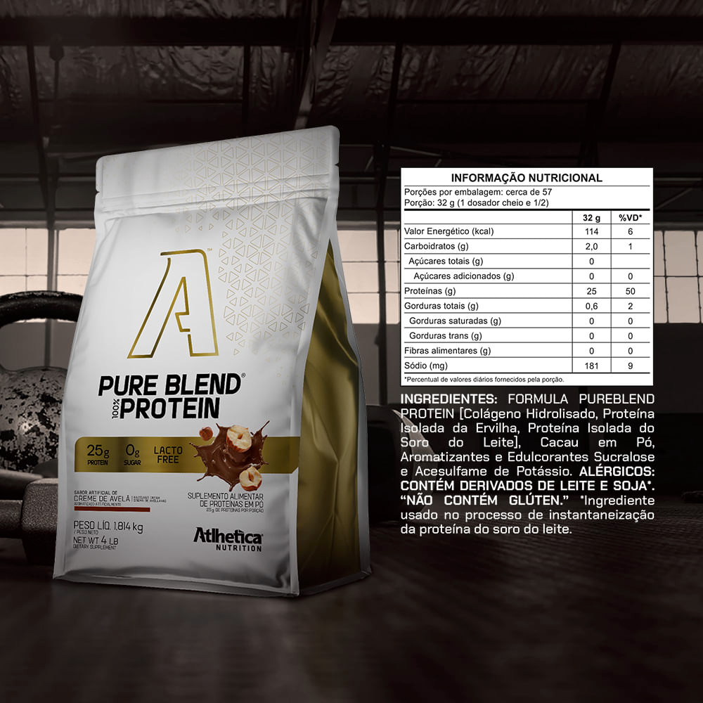 Comprar Pure Blend 100% Protein Atlhetica Nutrition 1,8kg Avelã