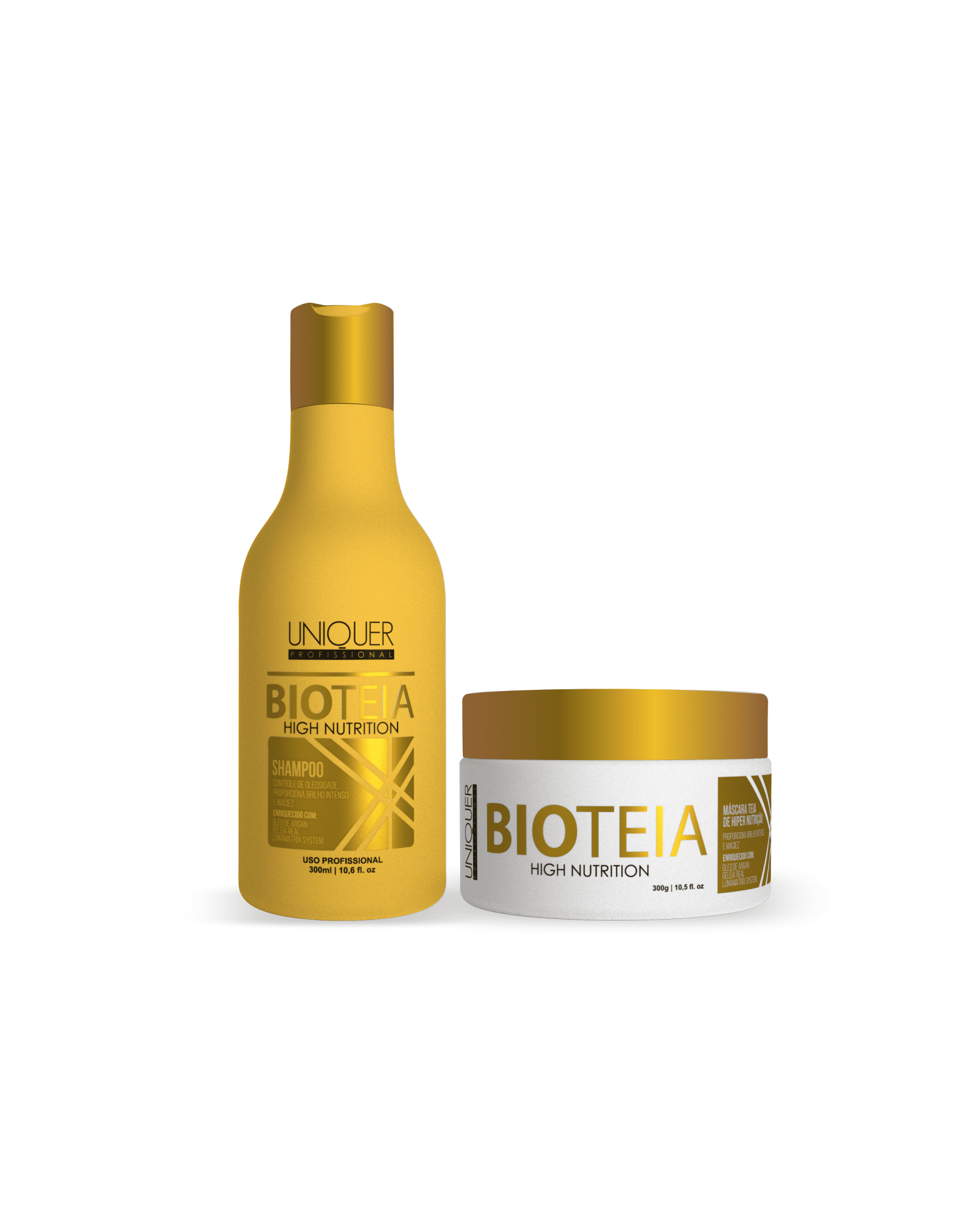 Kit Shampoo e Máscara Hiper Nutrição Bio Teia Gold 300ML