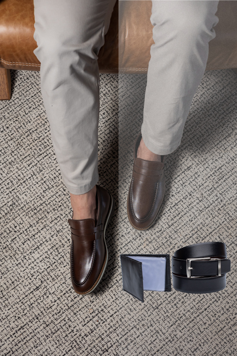 Sapato Social Cinto e Carteira Masculino Mocassim Milan Confortável  Sapato Masculino Social Brogue