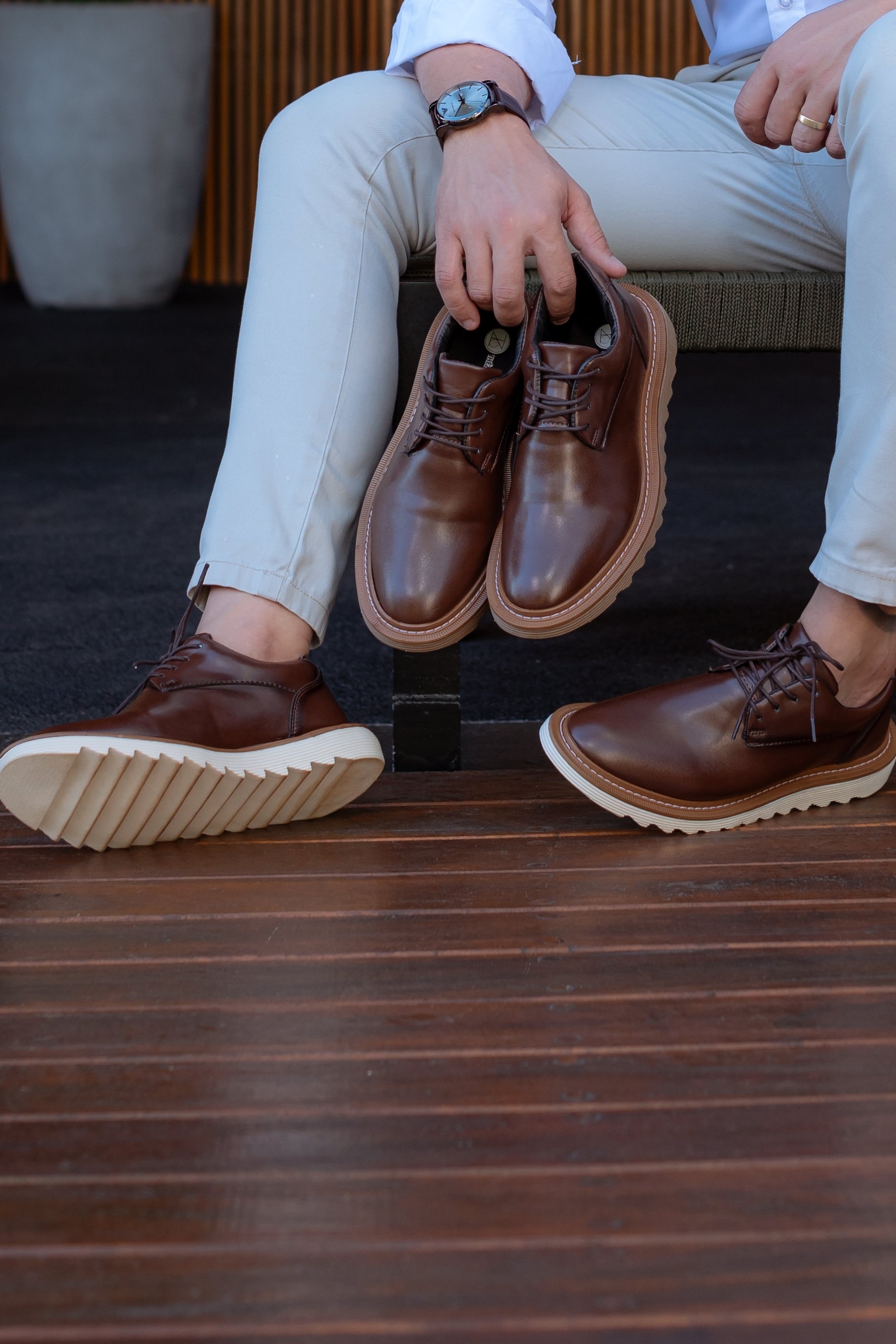 Oxford Masculino Social Sapato Masculino Oxford Marrom CalÃ§ado