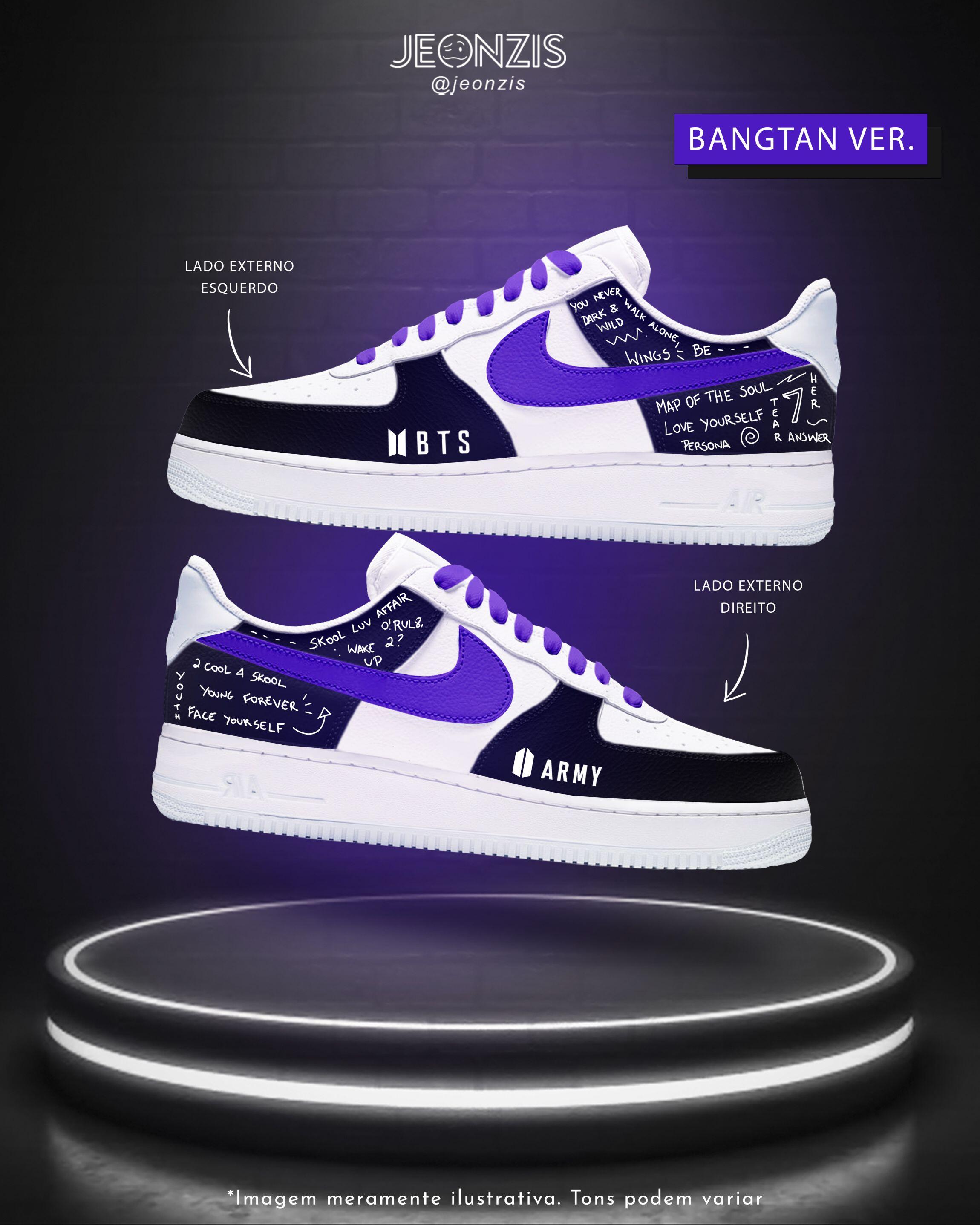 10star BTS- ̗̀ ( ˶'ᵕ'˶) ̖́- Comprar TÊNIS BTS - BANGTAN VERSION (NIKE ORIGINAL) - R$1.600,00