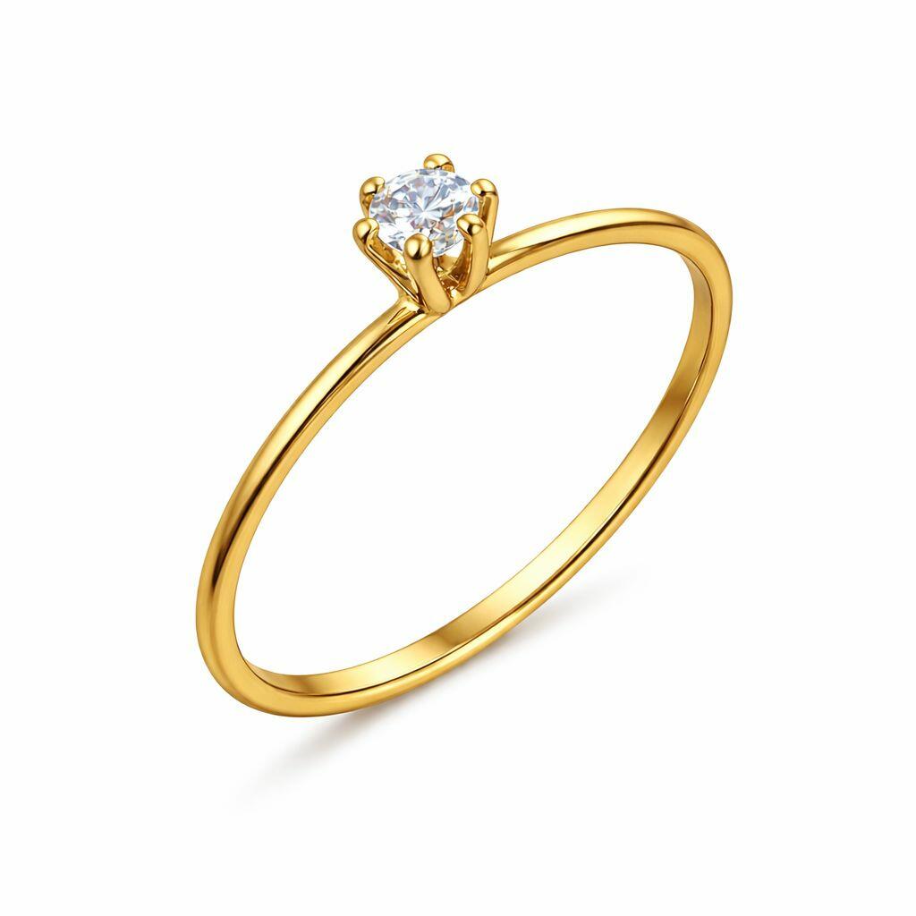 Anel com Moissanite banhado a ouro da Lazzuli Joias