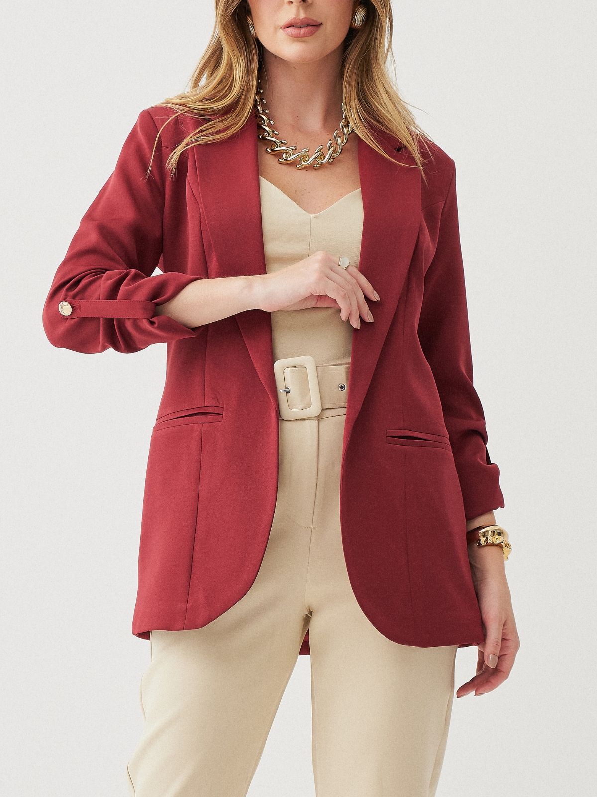 Comprar Blazer Alfaiataria Feminina com Martingale Monique Vinho