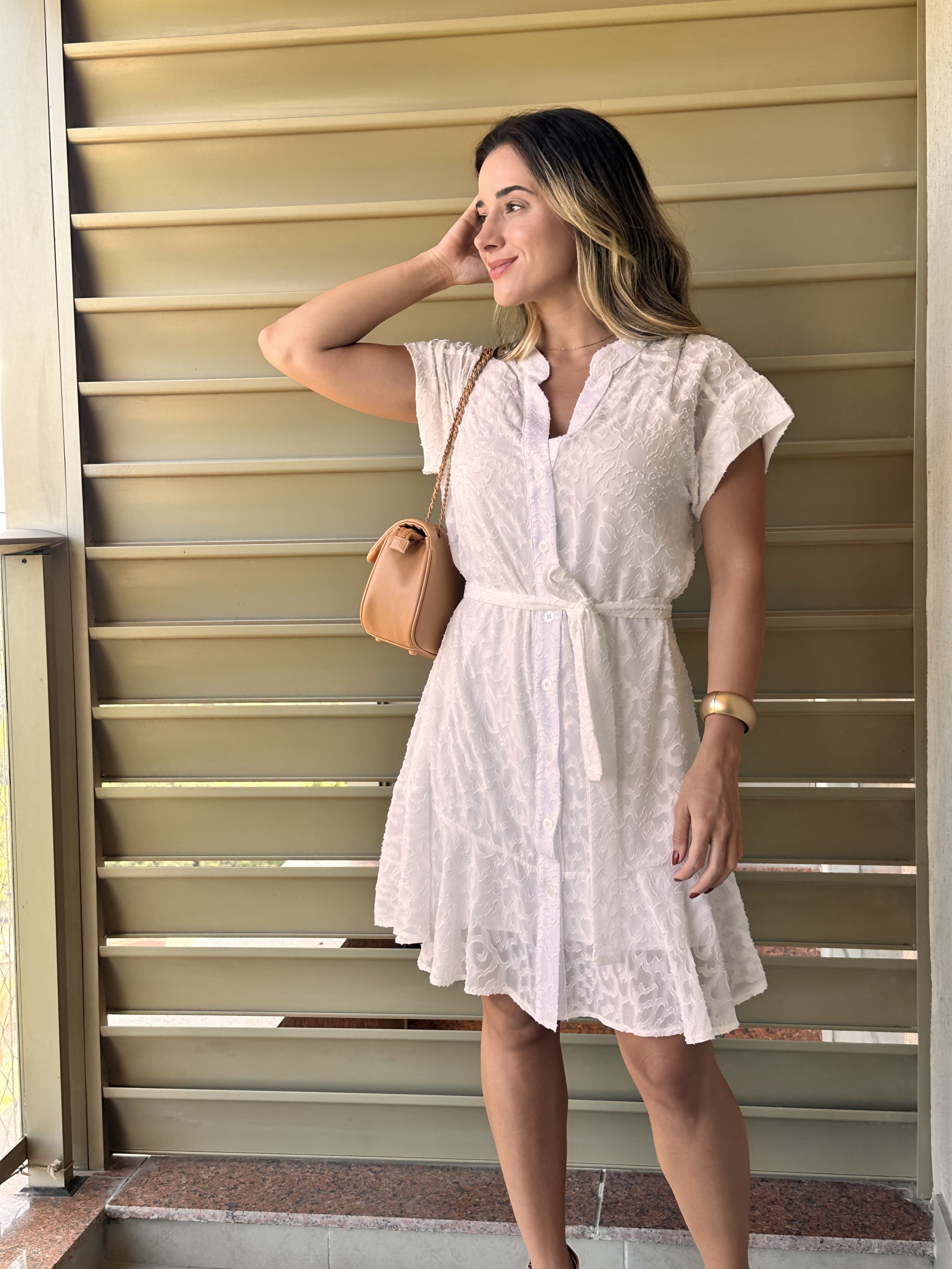 Comprar VESTIDO CHEMISE M/C CREPE BORDADO garimpeiup