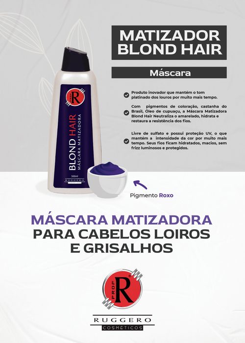 Máscara Matizadora Blond Hair Ruggero Cosméticos - 500ml