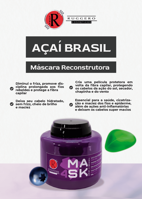 Máscara Açaí Brasil Ruggero Cosméticos - 500GR