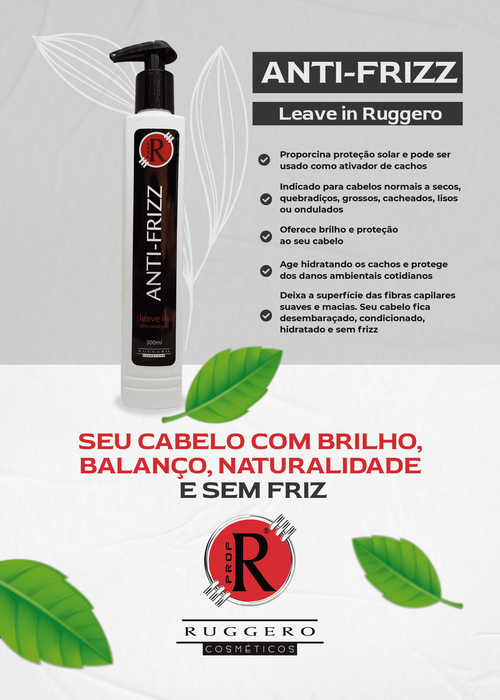 Leave-in Anti-Frizz Ruggero Cosméticos - 300ml