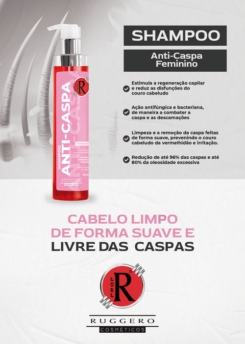 Shampoo Anti-Caspa Feminino Ruggero Cosméticos - 250ml