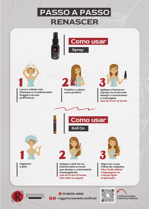 Renascer Tônico Capilar Spray Ruggero Cosméticos - 60ml