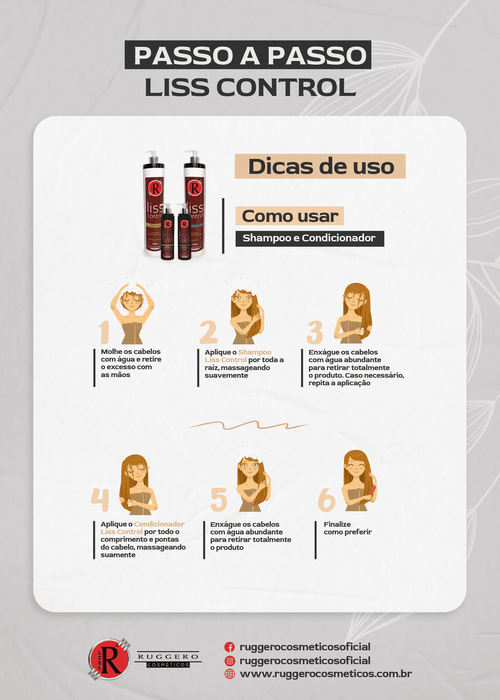 Shampoo Liss Control Ruggero Cosméticos - 1L