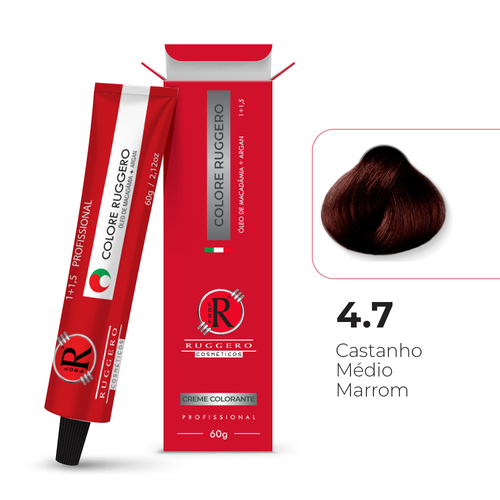 Colore 4.7 - Castanho Médio Marrom Ruggero Cosméticos- 60g
