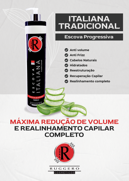 Escova Progressiva Italiana Tradicional Ruggero Cosméticos-1L