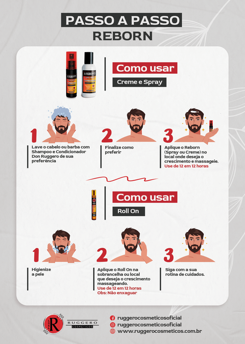 Reborn Tônico Capilar Creme Ruggero Cosméticos - 120ml