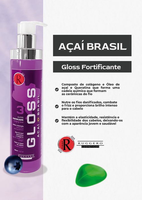 Gloss Açaí Brasil Ruggero Cosméticos - 250ML
