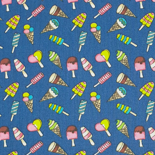 Tricoline Mini Sorvetes fundo Azul
