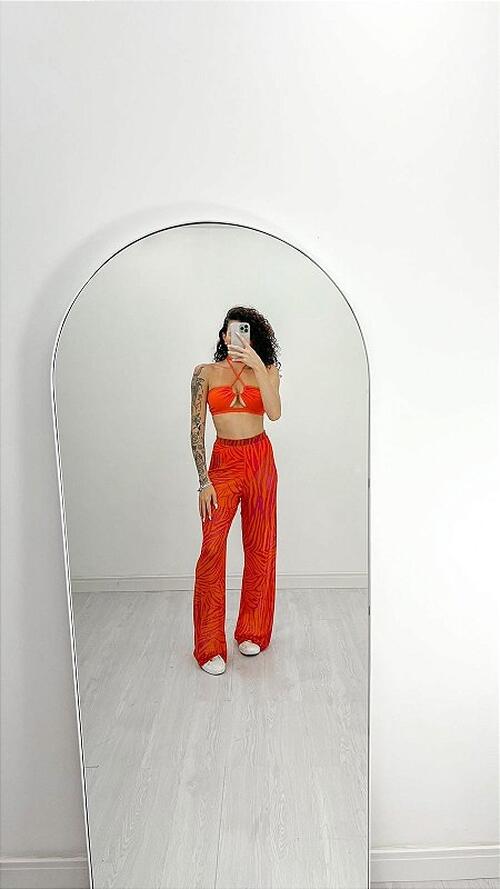 pantalona estampada | laranja