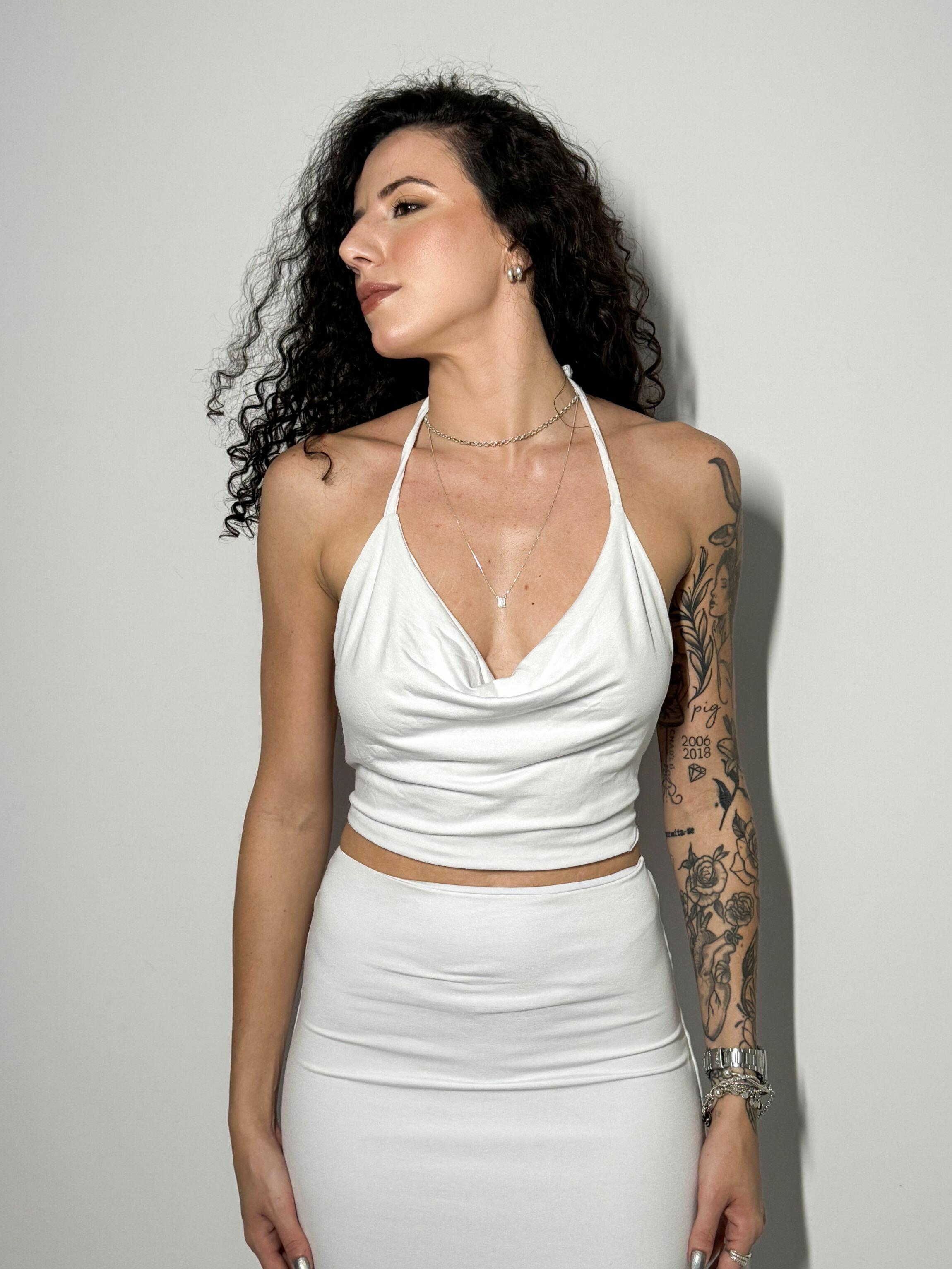 Comprar top drapeado | branco - Chad'lú Store