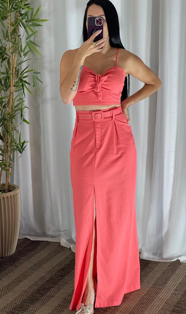 Linho Saia Longa 2020 Saia Longa E Camisa Conjunto Feminino Com