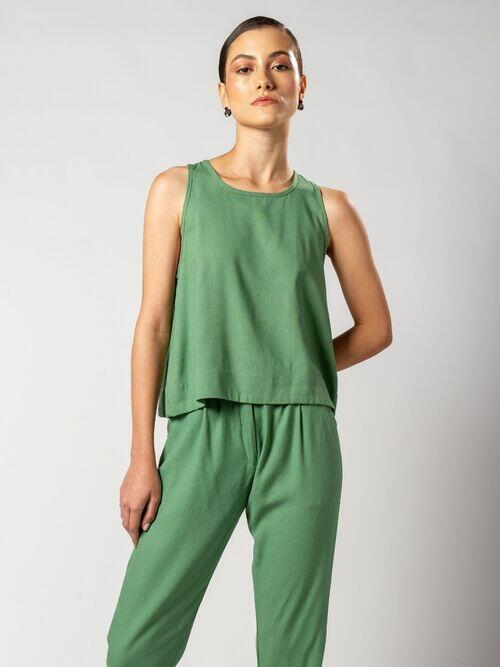 blusa linho verde