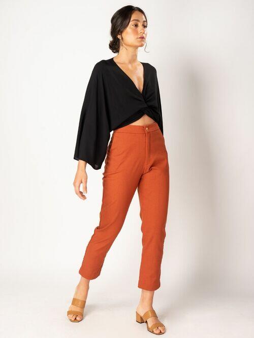 calça eco linho caramel