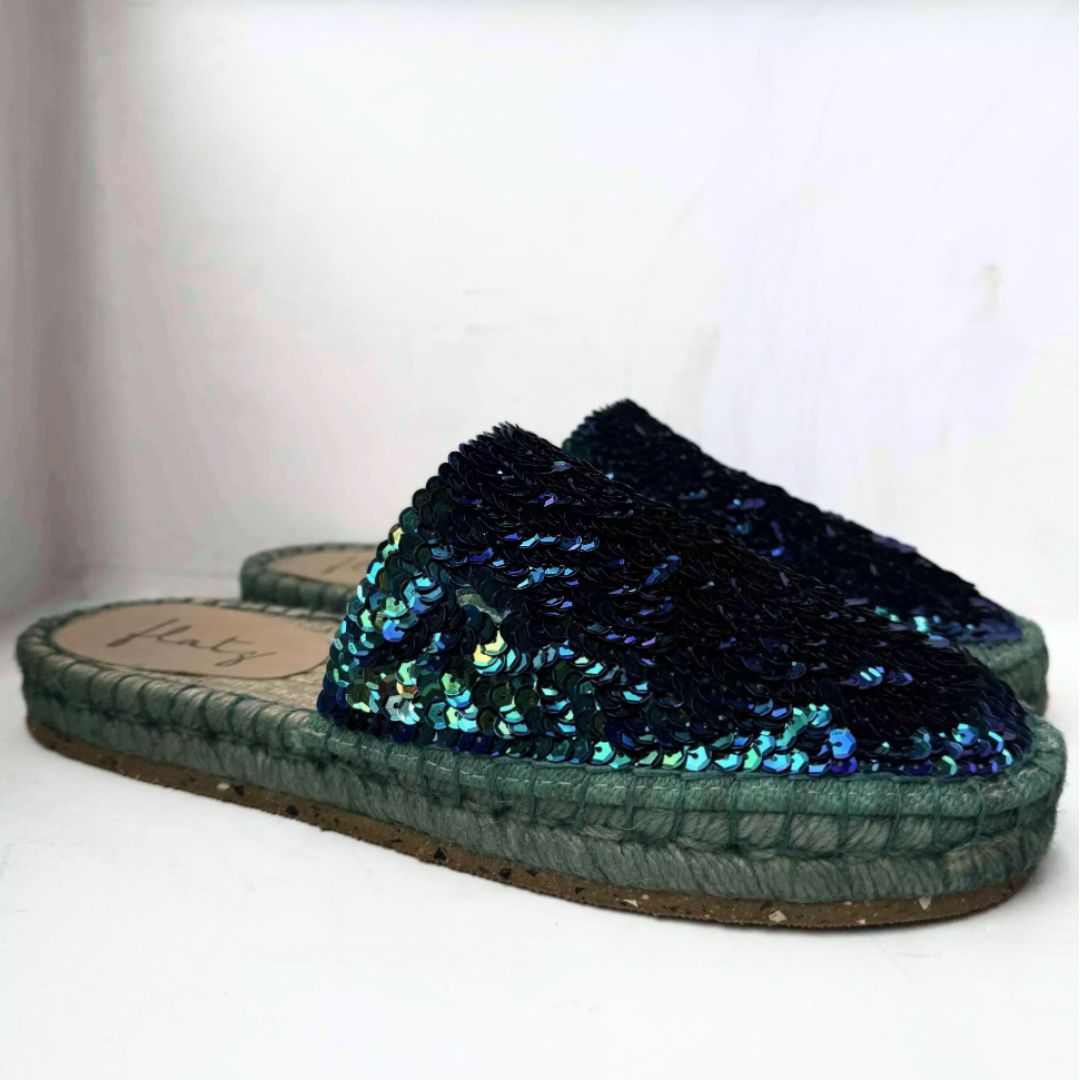 Comprar flatz espadrille mule solado duplo azul furta-cor a
