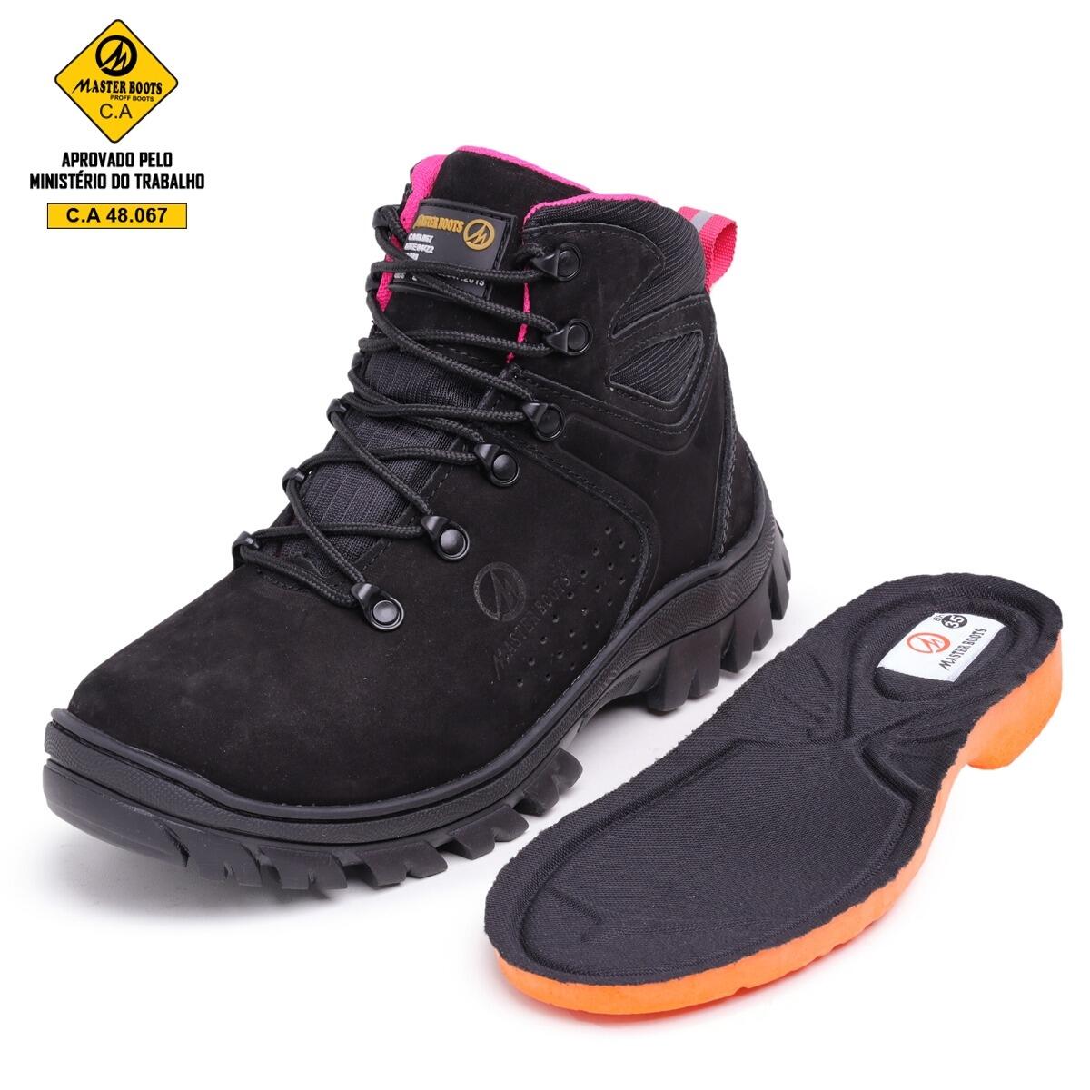 Comprar Bota Iguaçu com C.A Preta/Rosa Bootpillar Confort Plus Couro ...