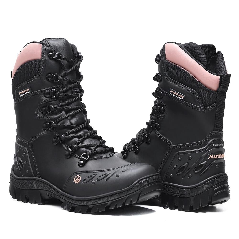 Comprar Bota Soldier Preta/Rosa Master Boots Confort Plus Couro ...