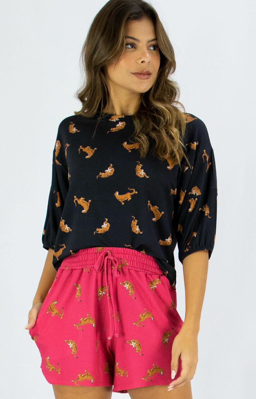 SHORT ONÇA ROSA