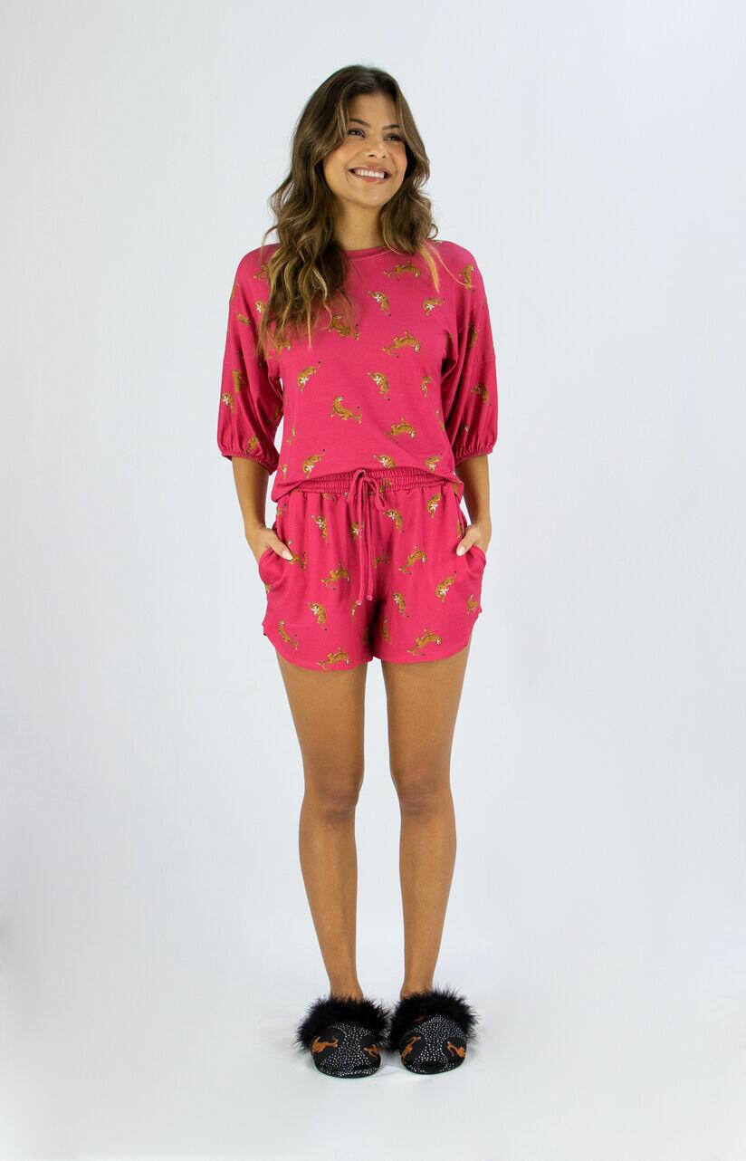 SHORT ONÇA ROSA