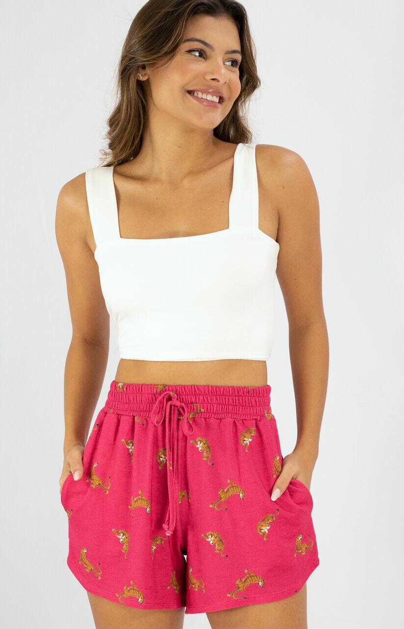 SHORT ONÇA ROSA