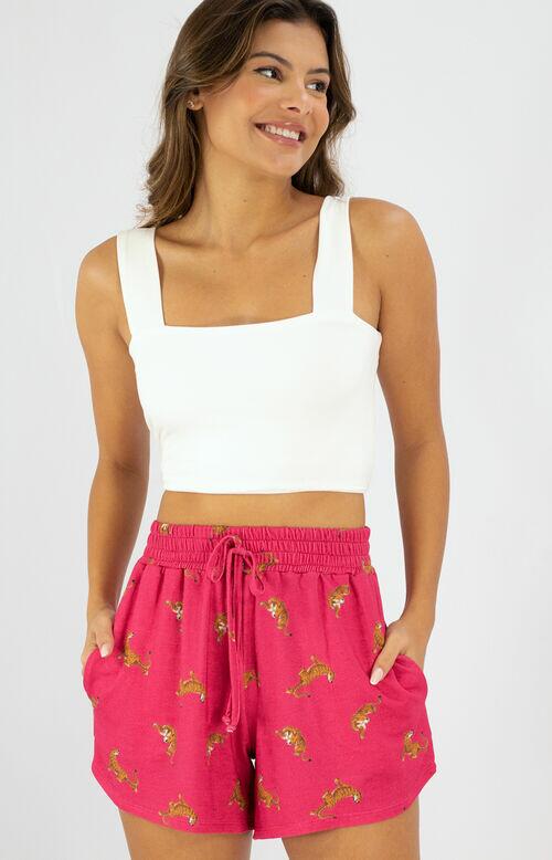 SHORT ONÇA ROSA