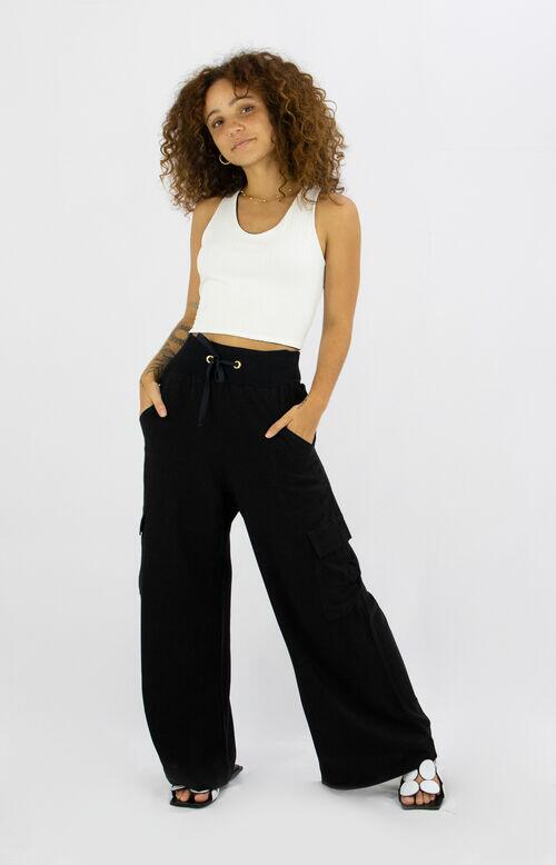CALÇA RIB COM BOLSO
