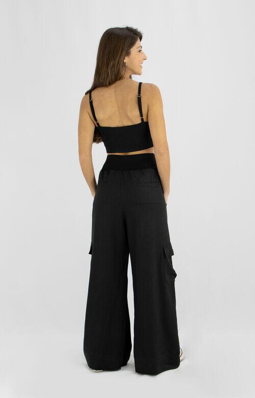 CALÇA RIB COM BOLSO