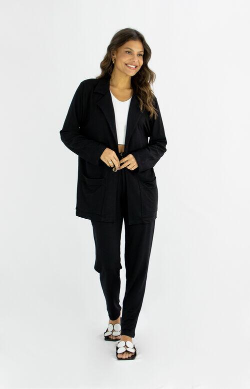 #BLAZER MALHA PRETO