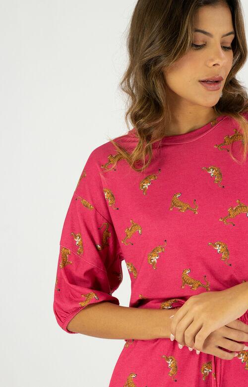 BLUSA MANGA ONÇA ROSA