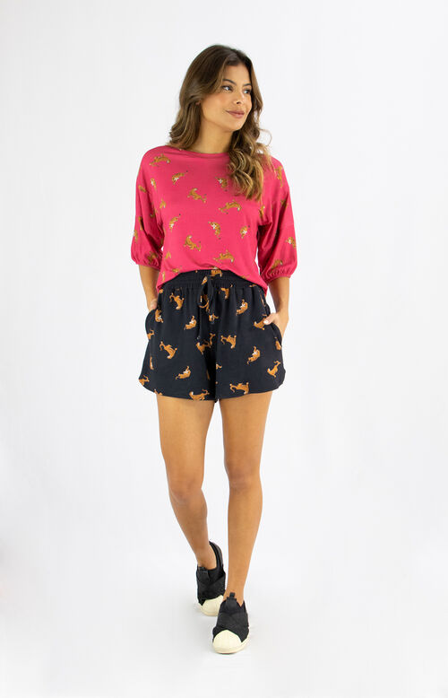 BLUSA MANGA ONÇA ROSA