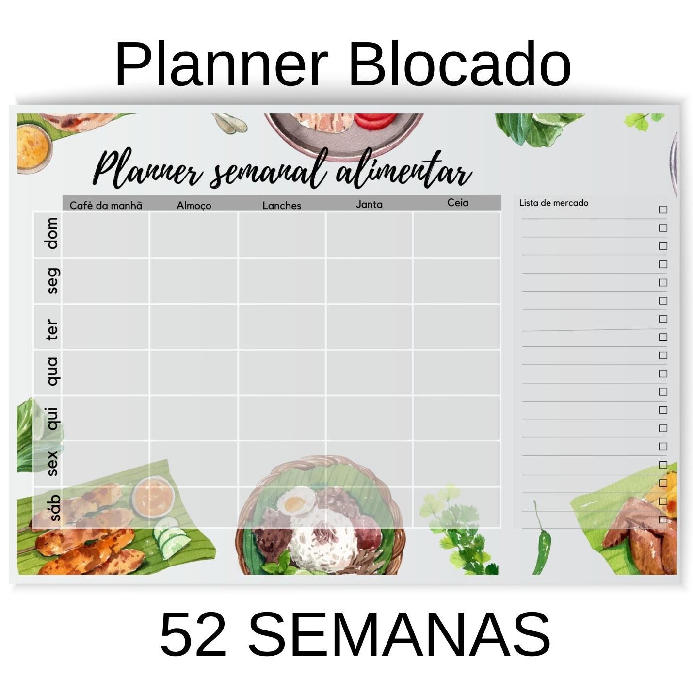 Planner Semanal Alimentar Fitness Diário Blocado A4 52 Fls a partir