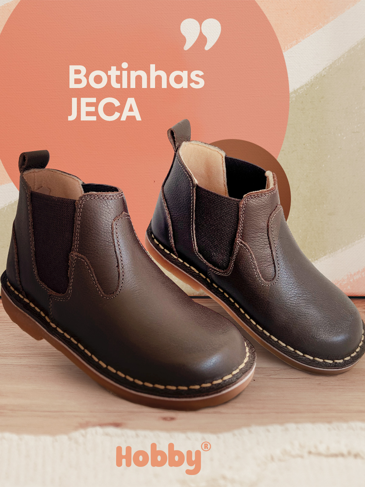 Bota Botina Jeca Infantil em Couro Café Hobby Shoes a partir