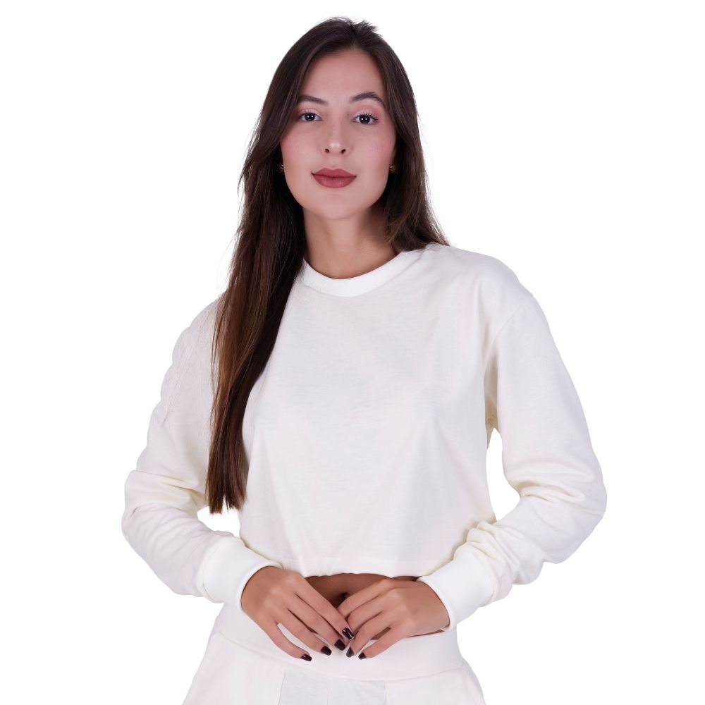 Comprar Casaco de Moletinho Feminino Blusa de Inverno Manga Longa
