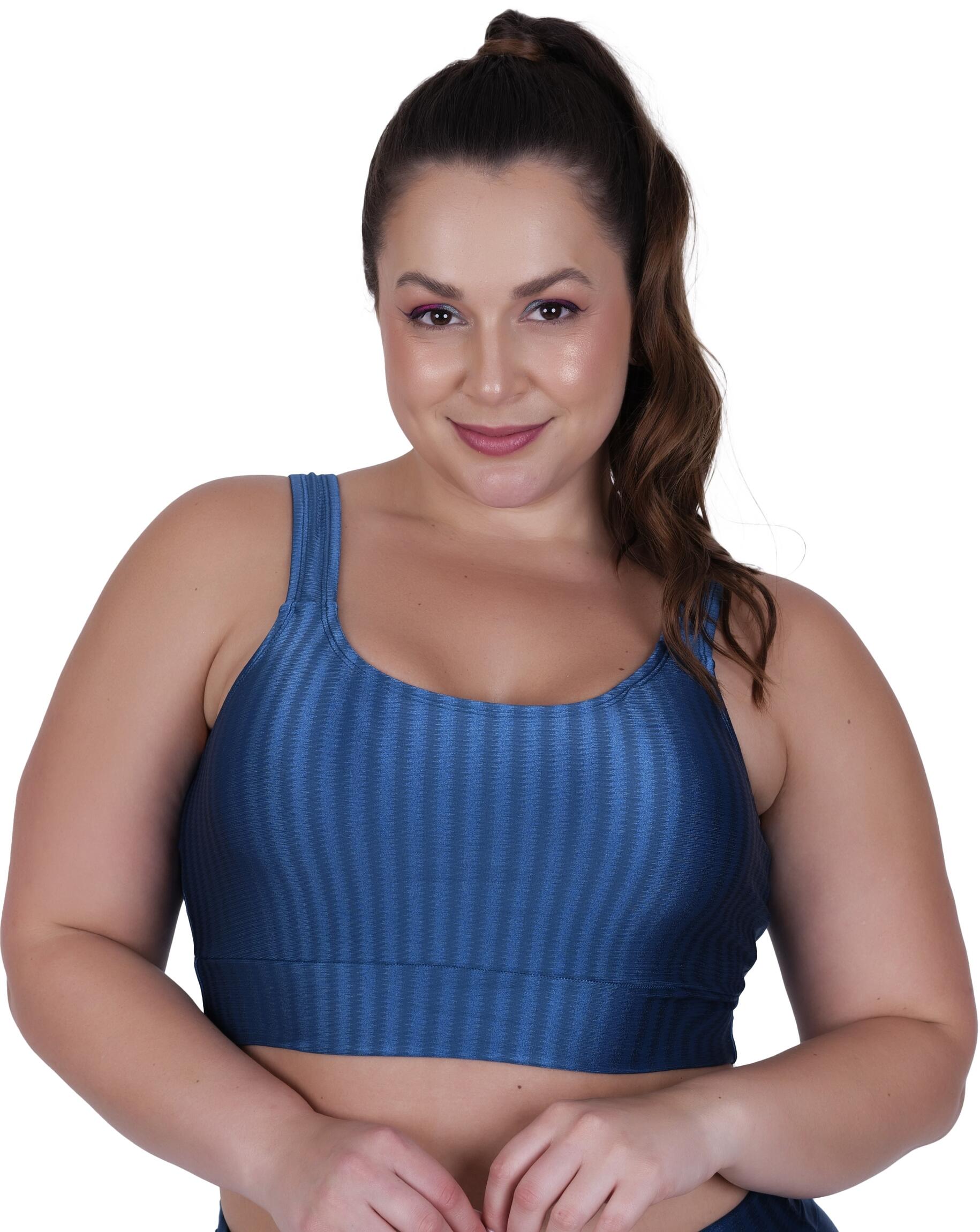 Poliamida - Gg - Com Bojo - Azul - Top Fitness Feminino para