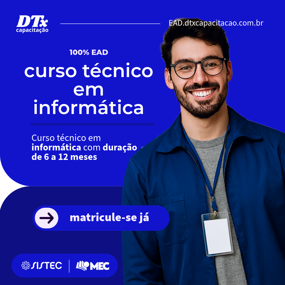 CURSO TÉCNICO EM INFORMATICA- 100% EAD - R$1.197,00