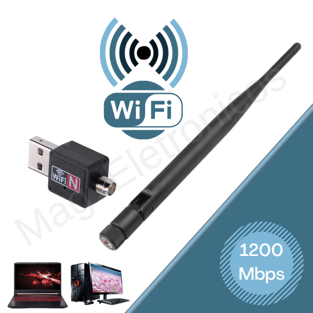 Wireless Antena Receptor Wifi 1200mbps Usb Pc Notebook