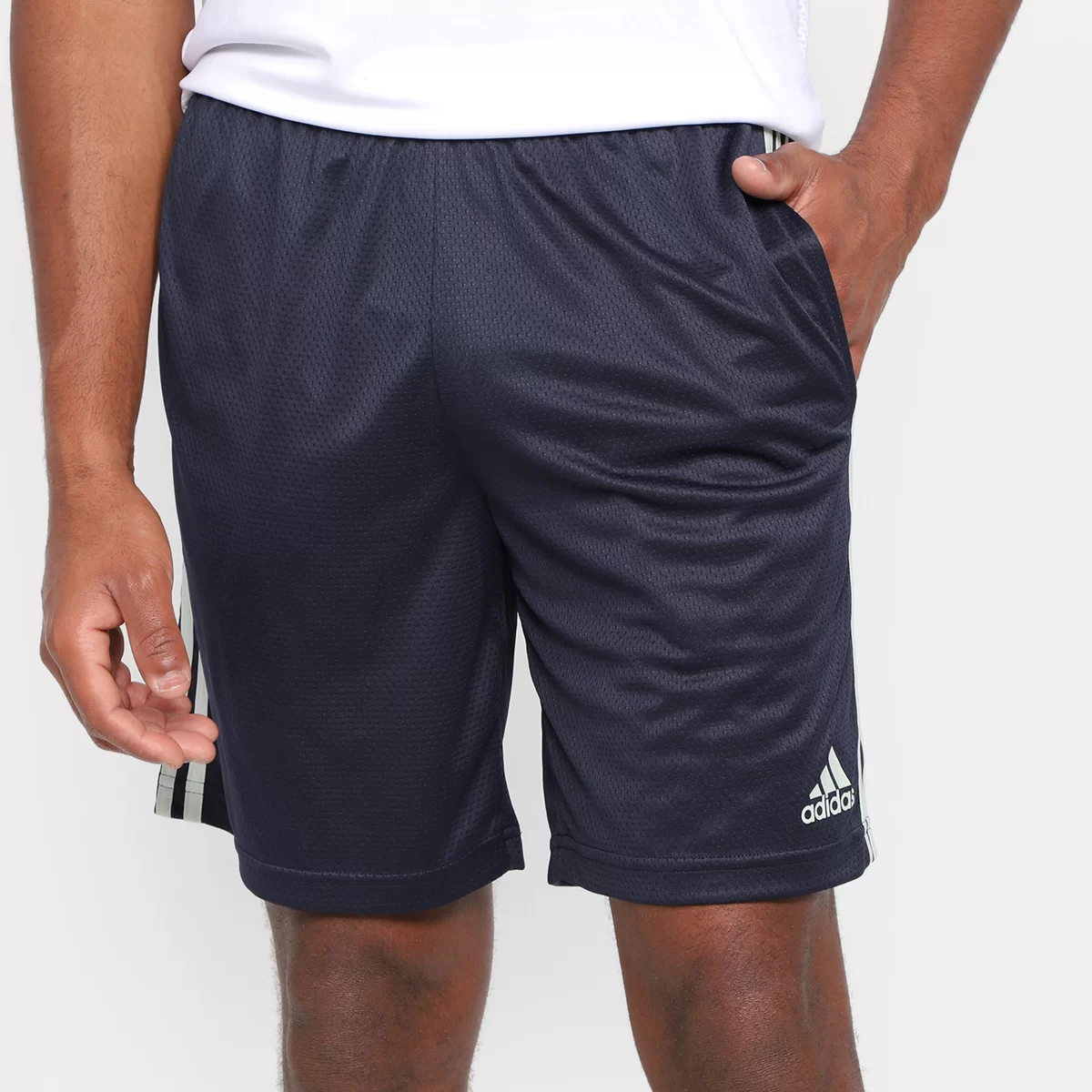 Bermuda Adidas 3S Masculina - Preto+Branco
