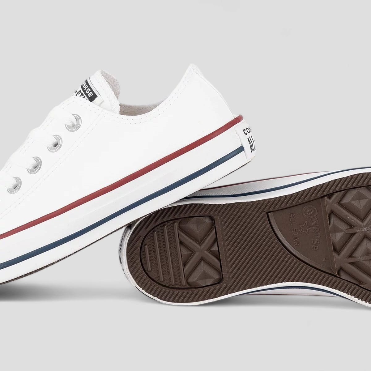 Couro Sintético All Star Branco Baixo Tênis Converse Chuck Taylor