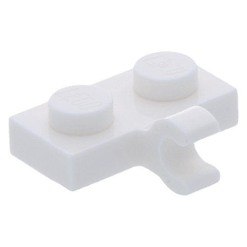 Lego Plate 1x2 c/ 1 clip - Branco - PN 11476 / 65458 / CN 6070712 / 6313115