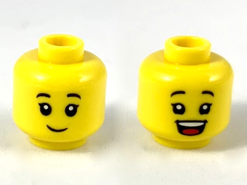 Lego Cabea Minifigura Sorriso Boca Fechada e Sorriso Boca Aberta - Amarelo - PN 49901 / CN 6258141