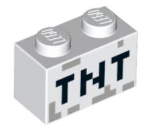 Lego Brick tijolo 1x2 com Escrito TNT -  Branco - PN 19180 / PN 6097028