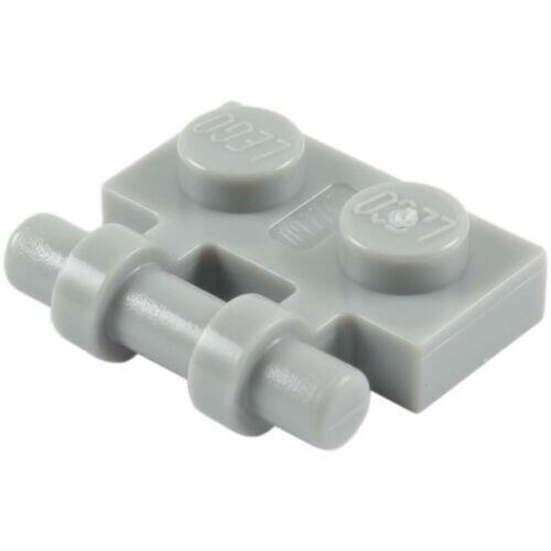 LEGO Plate 1x2 com encaixe para clip no meio e lados  - Cinza Claro - PN 2540 / CN 4211632