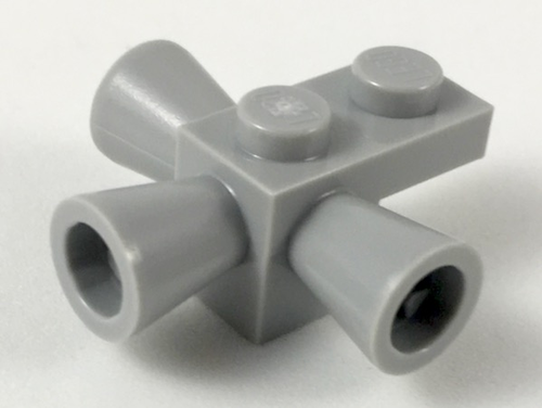 Lego Brick / Tijolo  2x1 c/ 3 Cones - Cinza Claro - PN 3963 / CN 4223363